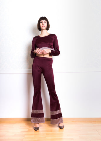 Lethe Bell Bottom Leggings with Stripes