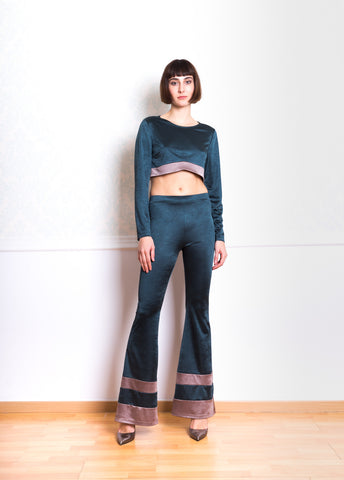 Lethe Bell Bottom Leggings with Stripes