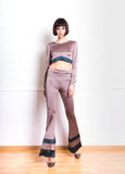 Lethe Bell Bottom Leggings with Stripes