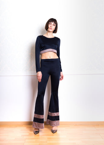 Lethe Bell Bottom Leggings with Stripes